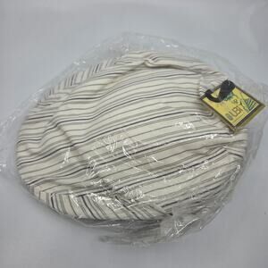 UBI Newsboy Cap Hat L/XL White Stripe Ivy Cabbie Driving Golf Flat Cap NWT M3396